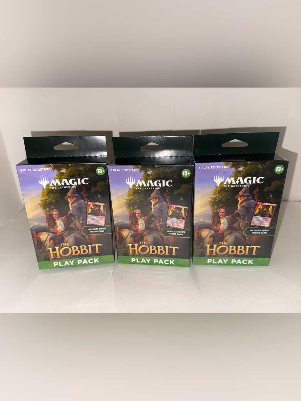 LOT OF 3 Magic The Gathering TCG The Hobbit Play Pack Includes Promo